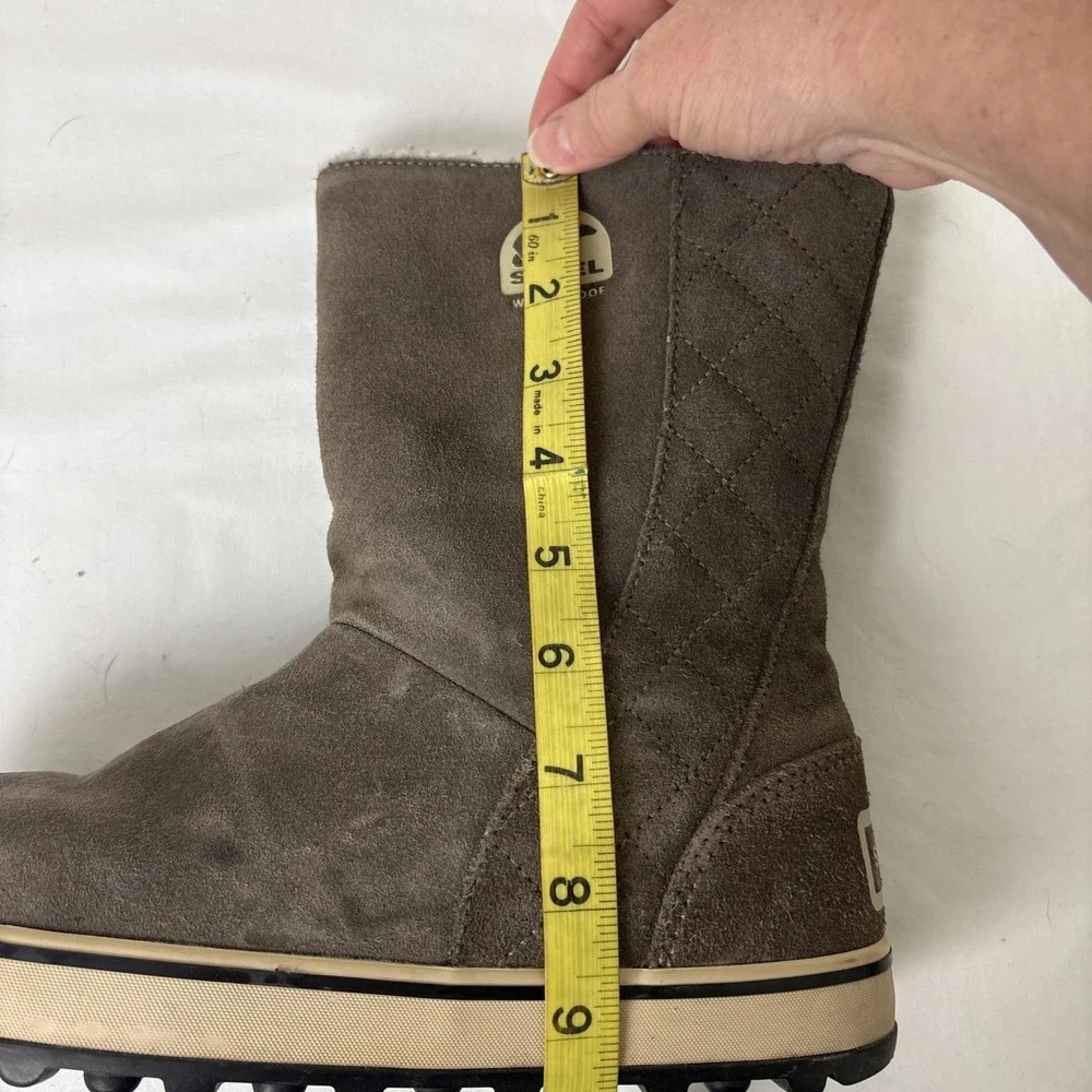 Sorel Glacy Waterproof Snow‎ Boots Suede Leather 6M Taupe